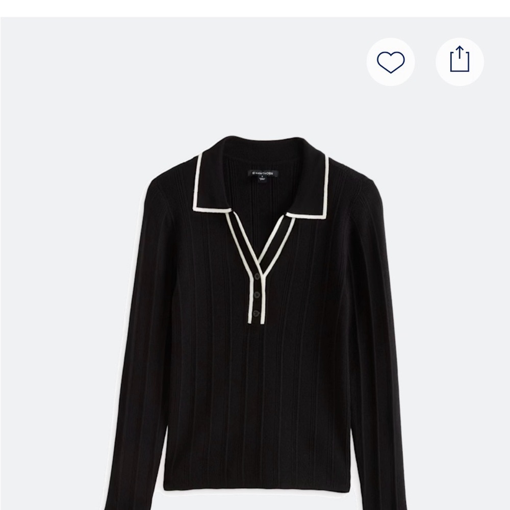 41 Hawthorn Black V-Neck Sweater with White Accents